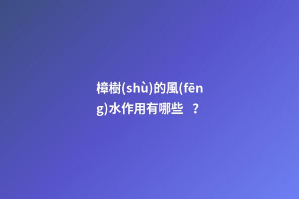 樟樹(shù)的風(fēng)水作用有哪些？